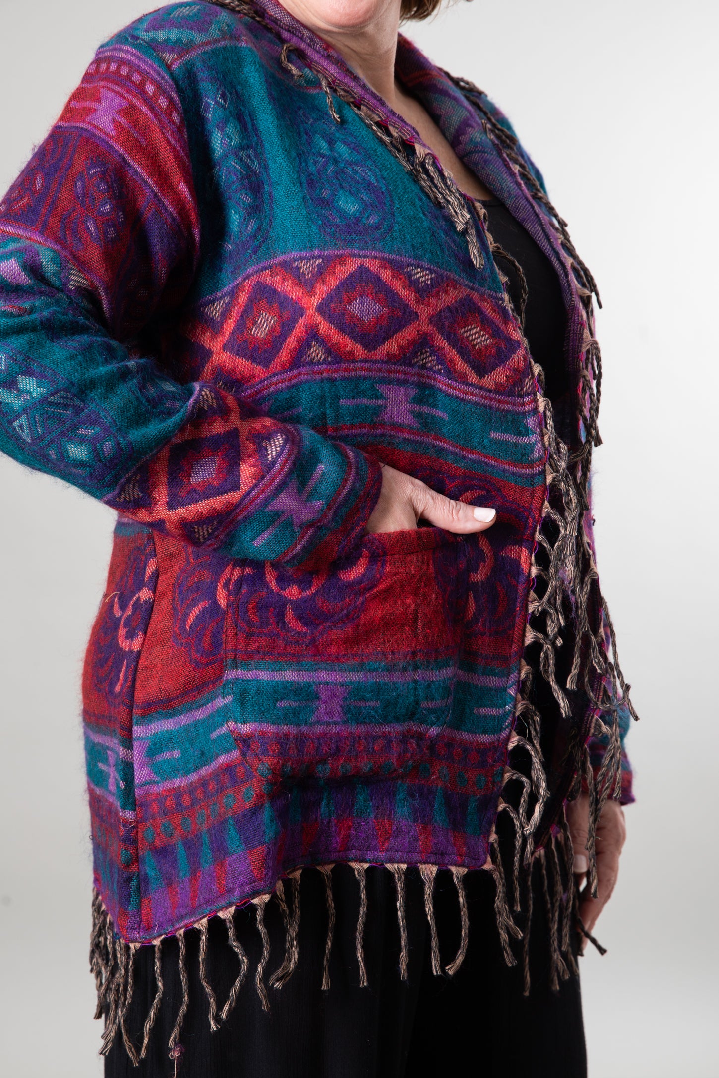 Pari Buta Fringe Shawl Cardigan Mexicali Blues