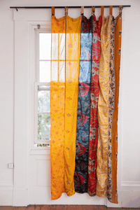 Recycled silk curtains in fire on the mountain