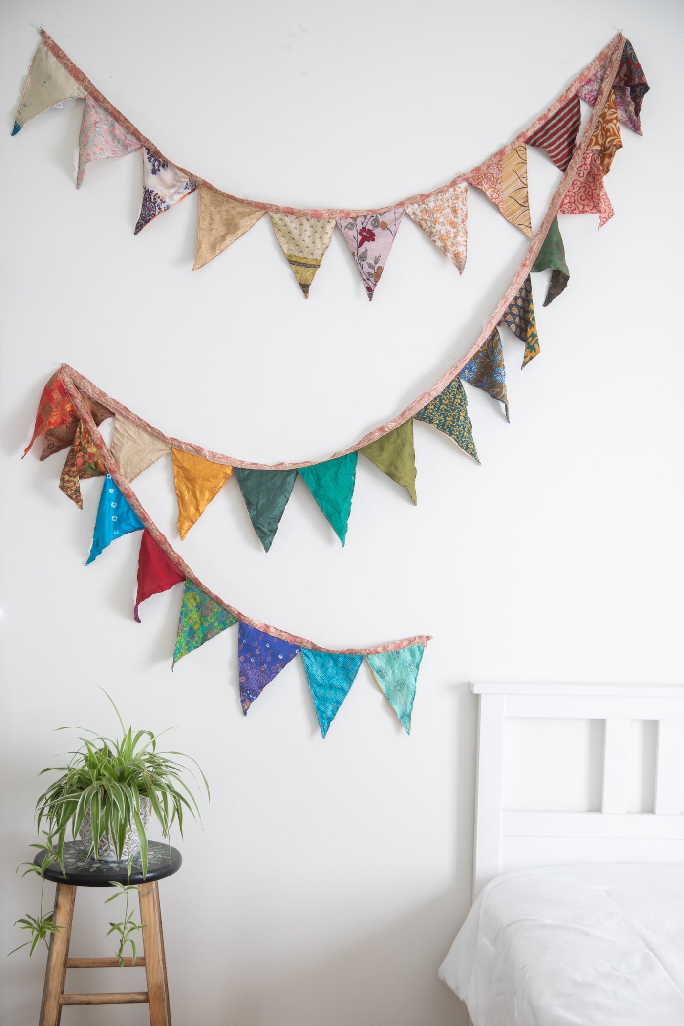 Recycled sari silk flags