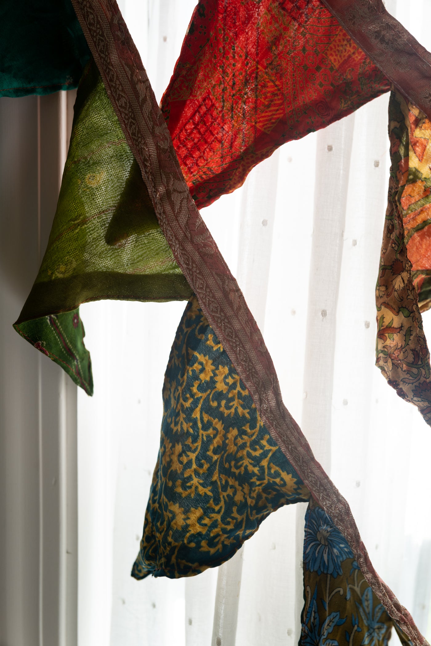 Recycled sari silk flags