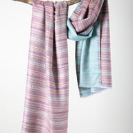 Reversible Stripe Woven Raw Hem Scarf