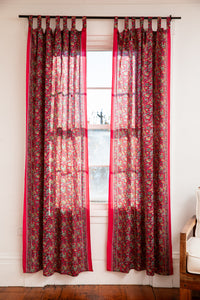 Sari inspired floral curtains in red