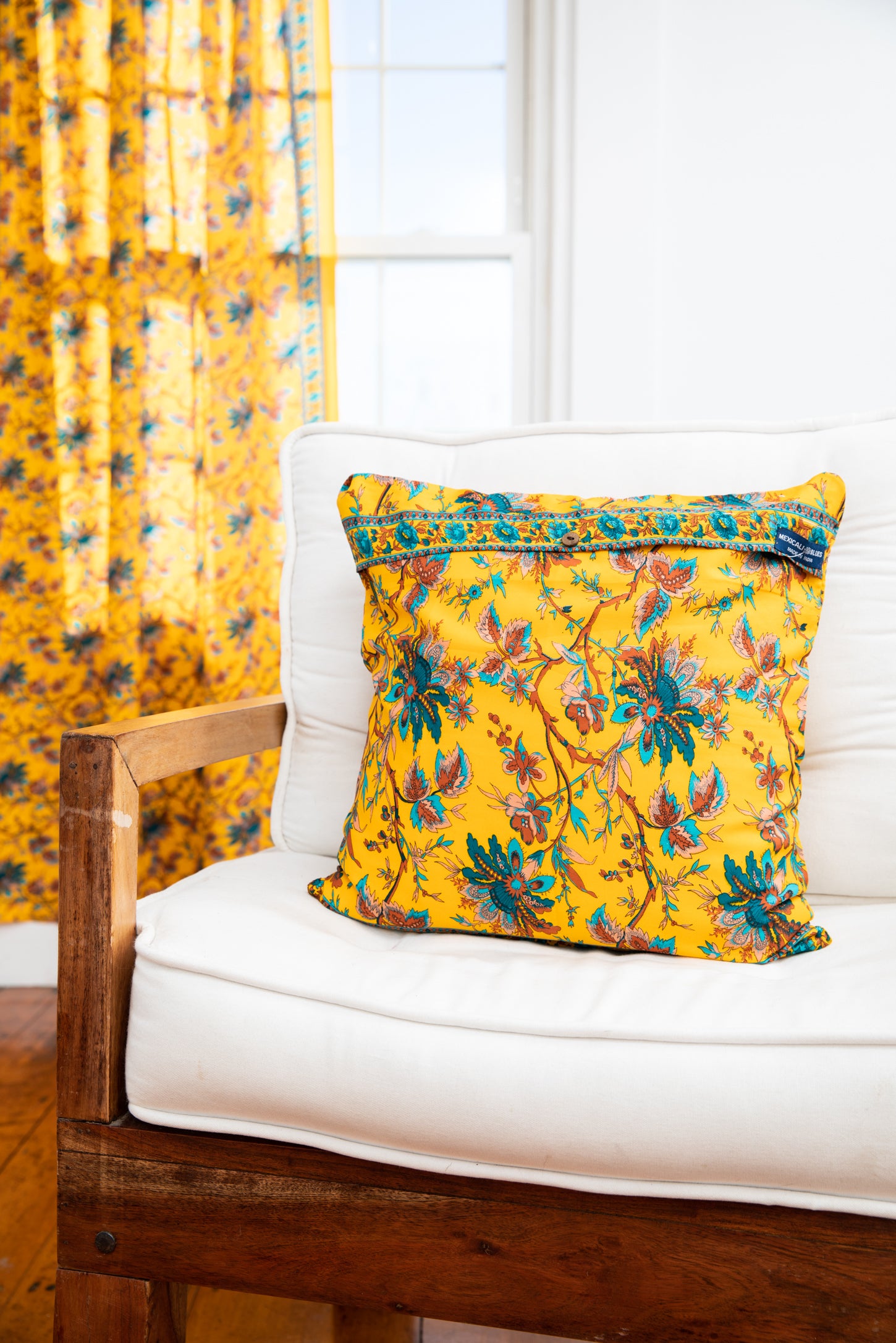 Sari Inspired Floral Pillow Cover Mexicali Blues