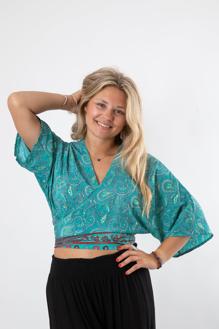 Sari Inspired Paisley Wrap Top