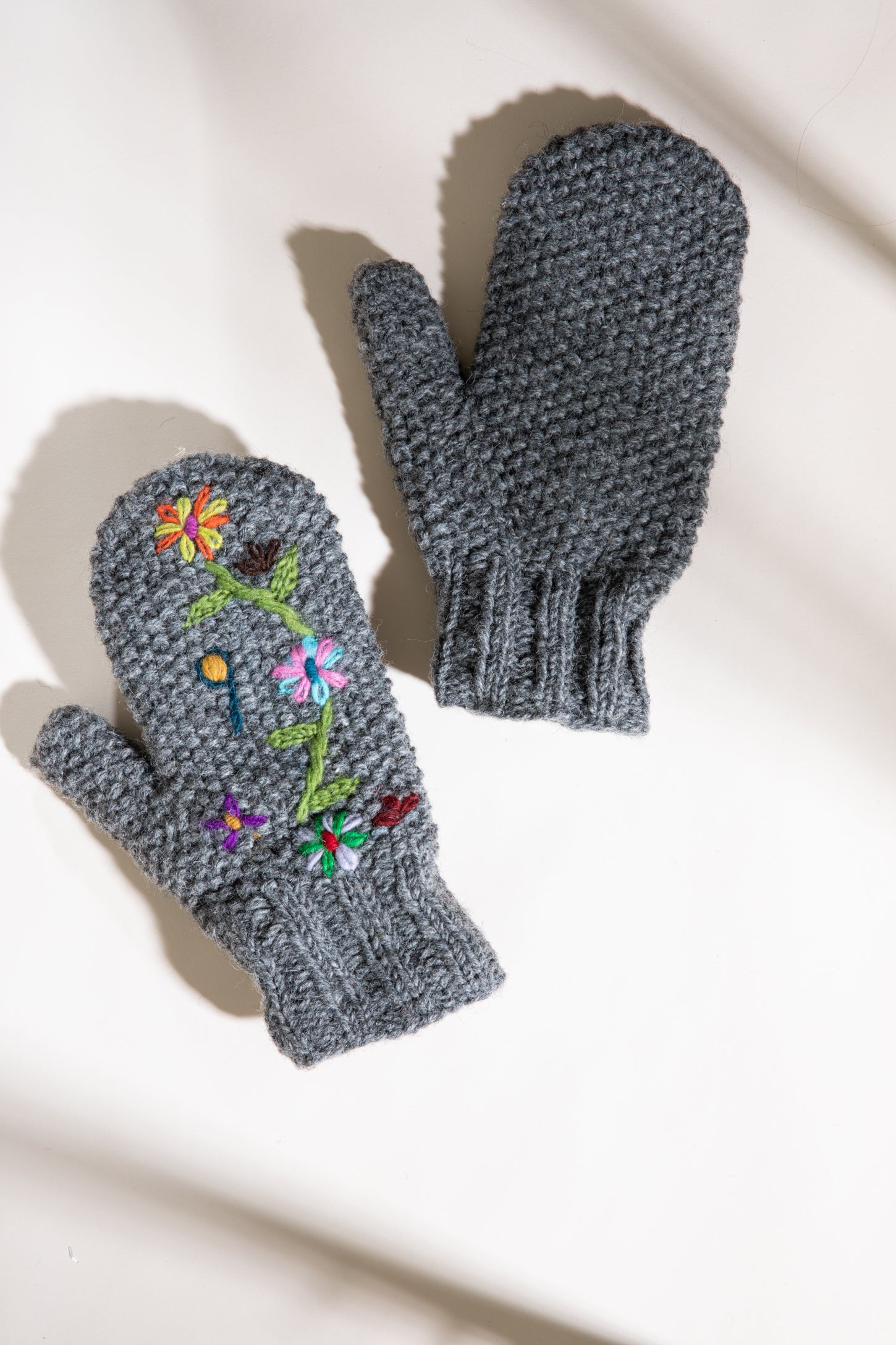 Snowflower Wool Mittens
