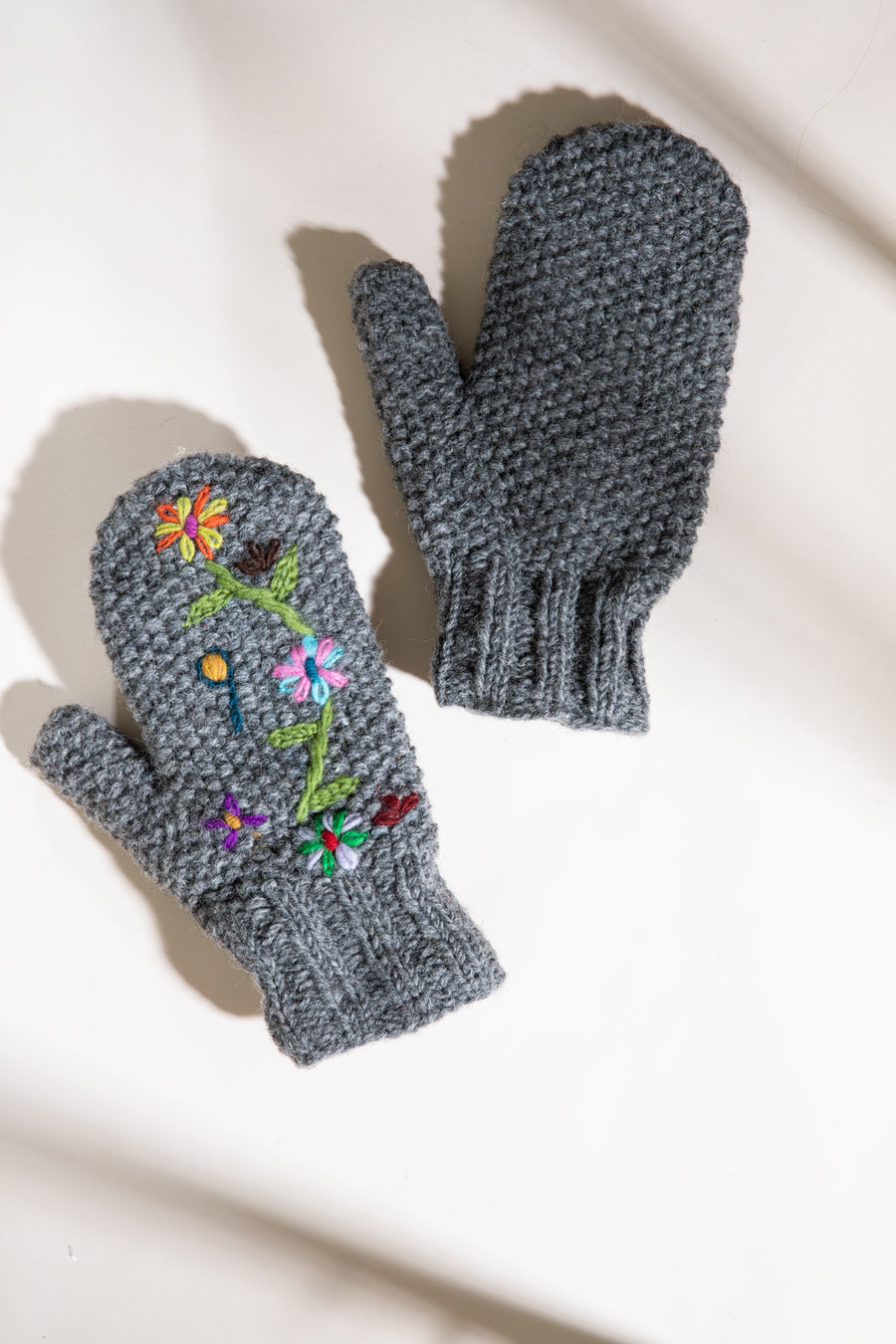 Snowflower Wool Mittens