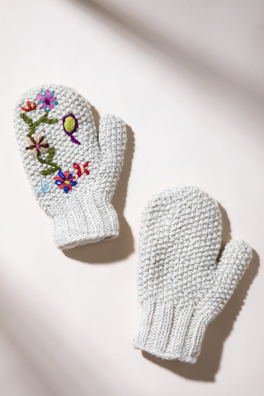 Snowflower Wool Mittens