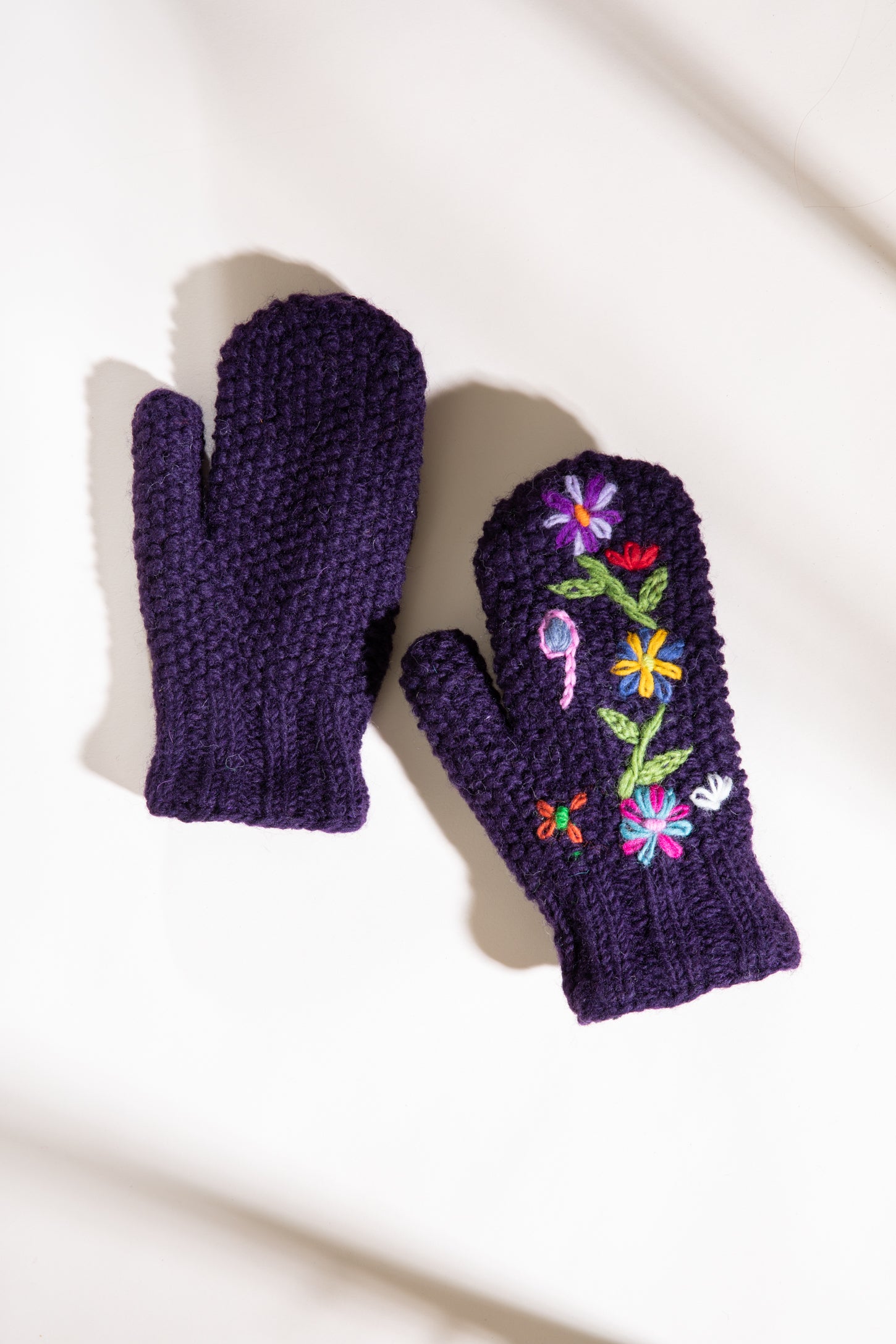 Snowflower Wool Mittens