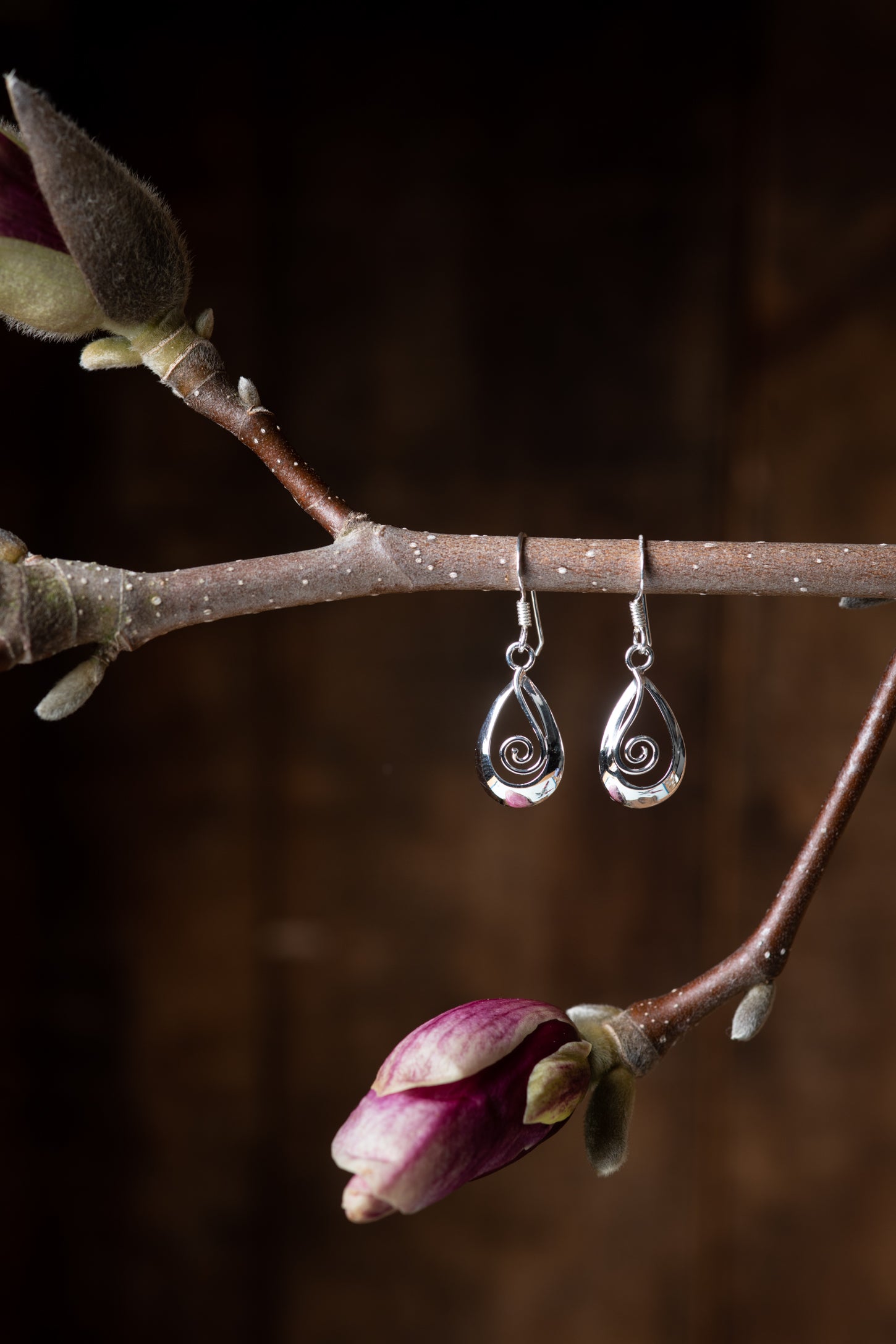 Spiral Teardrop Sterling Earrings
