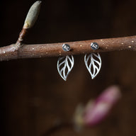 Stencil Leaf Sterling Stud Earrings