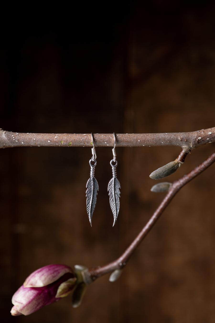 Sterling Feather Earrings
