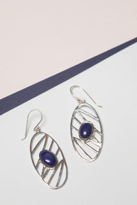 Sterling Silver Elissa Gemstone Earrings in Lapis
