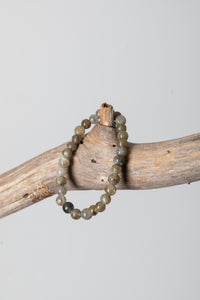Stretchy Beaded Gemstone Bracelet in Labradorite
