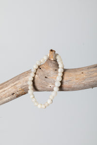 Stretchy Beaded Gemstone Bracelet in Rainbow Moonstone