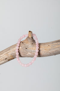 Stretchy Beaded Gemstone Bracelet in Rose Quartz