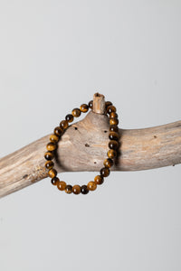 Stretchy Beaded Gemstone Bracelet in Tiger Eye