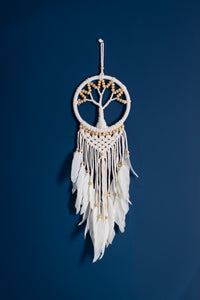 Tree of life feathered wall hanging