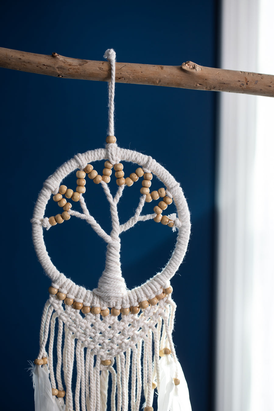 Tree of life feathered wall hanging