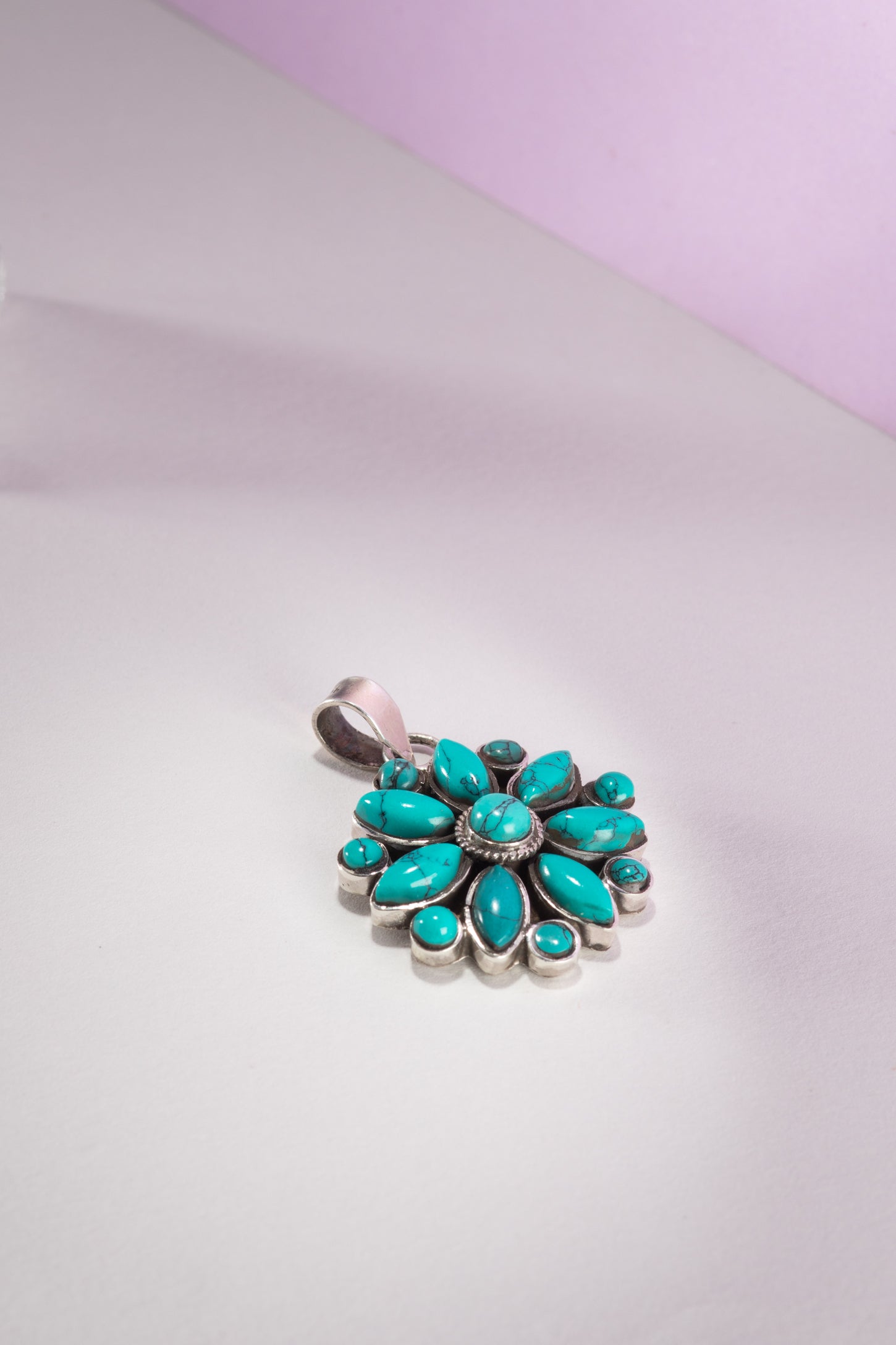 Turquoise Flower Gemstone Pendant