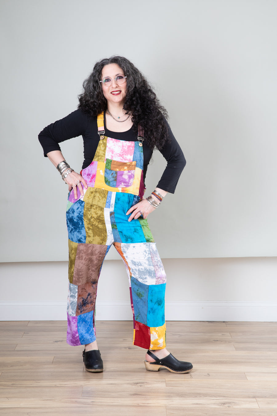 Watercolor Patchwork Overalls