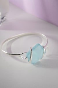 Wrapped Alpaca Sea Glass Bracelet in Green