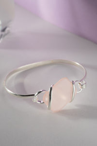 Wrapped Alpaca Sea Glass Bracelet in Pink